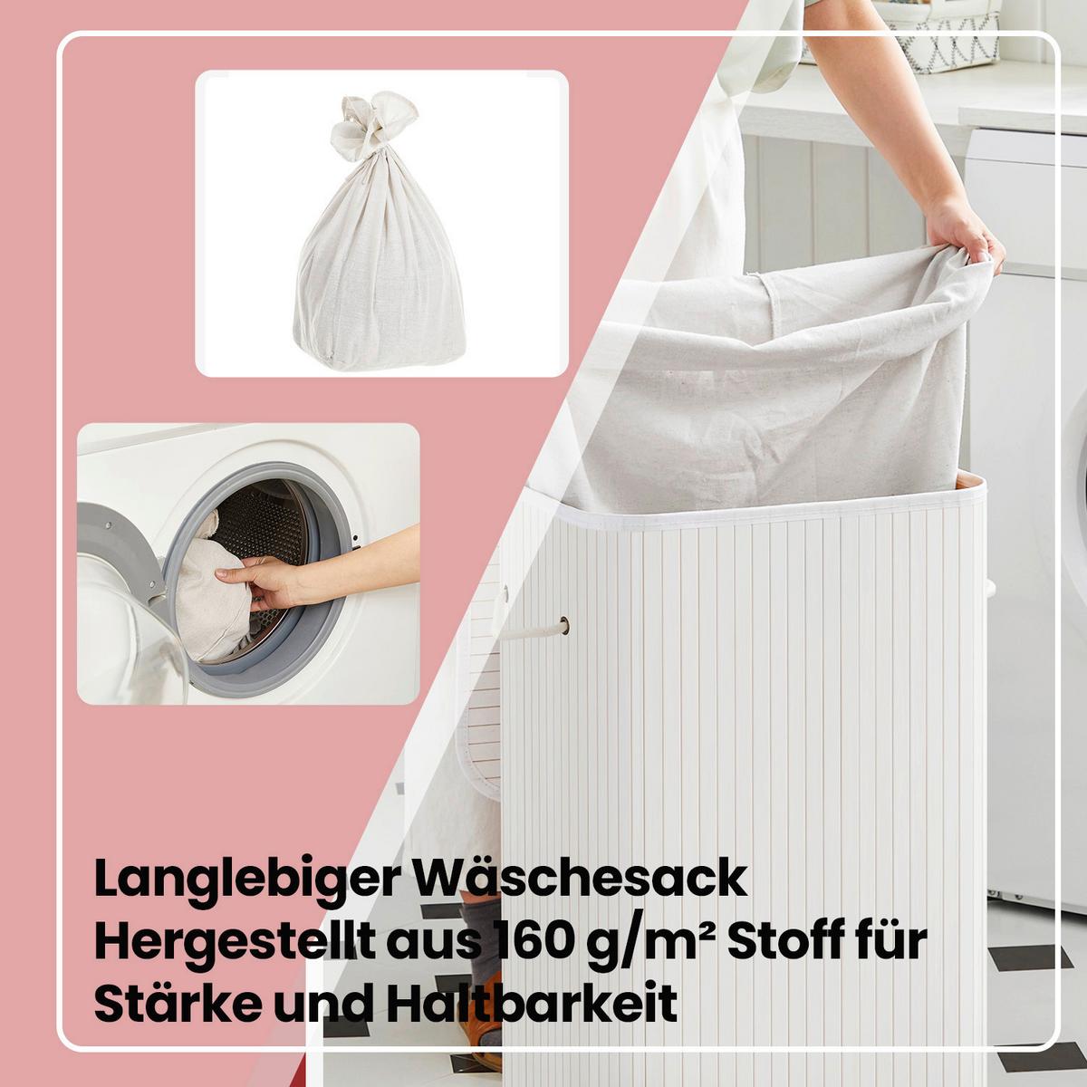 Wäschekorb Weiß B: 40 Cm - Weiß, Basics, Naturmaterialien/Textil (40/60/30cm)