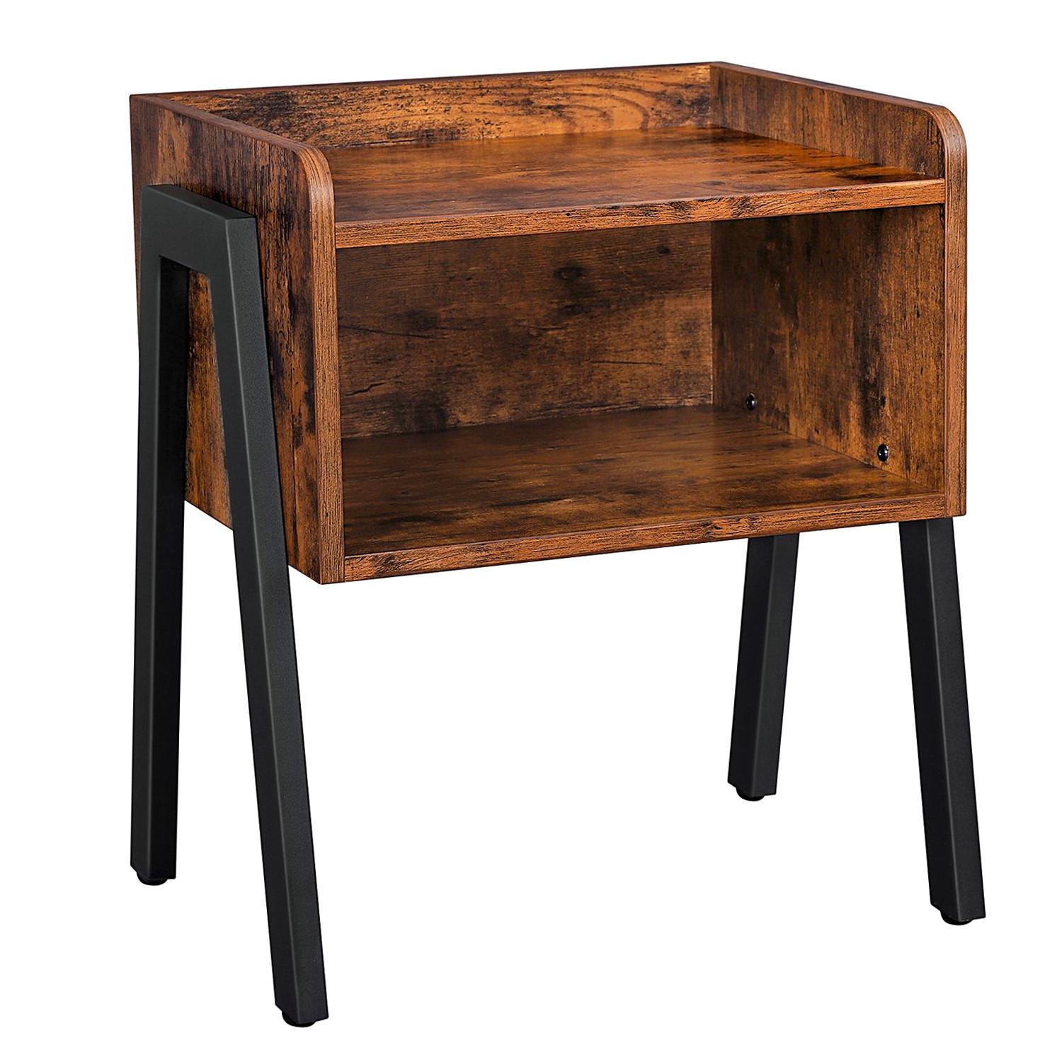 Beistelltisch mit Offenem Fach Braun, Schwarz - Schwarz/Braun, Trend, Holzwerkstoff/Metall (42/35/52cm) - Boxxx