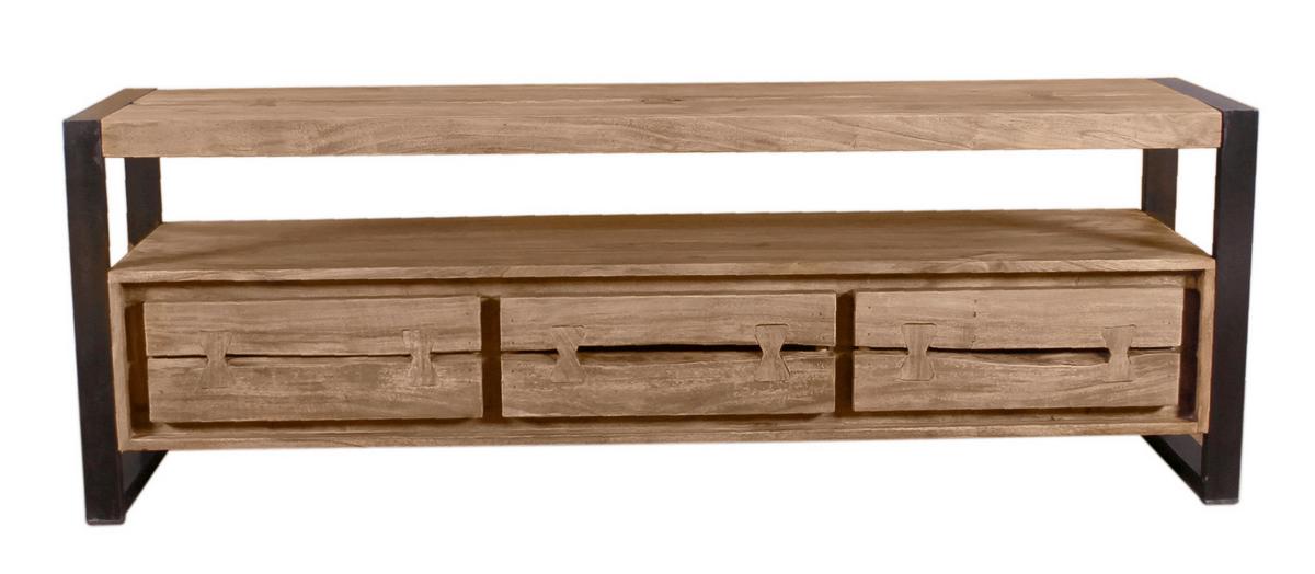 Lowboard Akazie/Schwarz B: 160cm - Schwarz/Naturfarben, Design, Holz/Metall (160/55/40cm) - MID.YOU