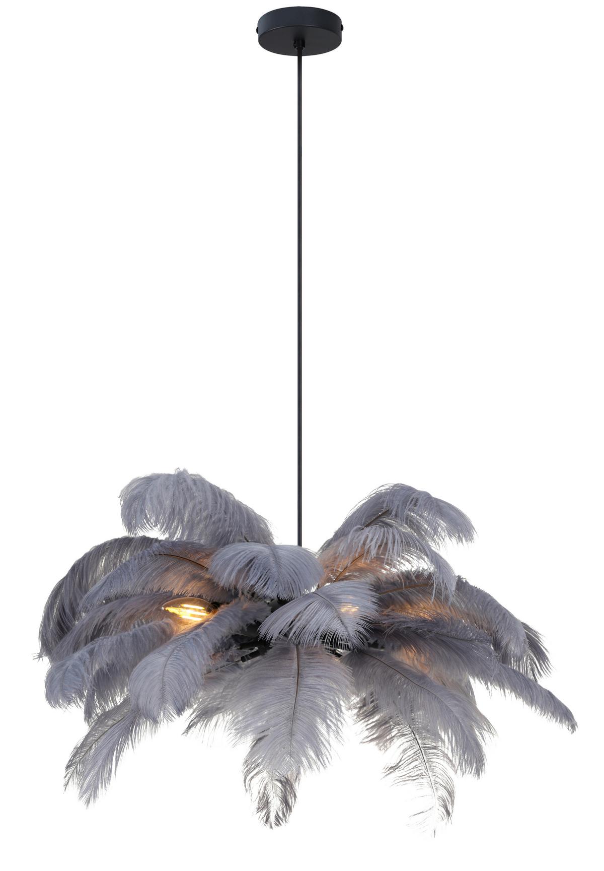 Hängeleuchte Fedi Grau/Schwarz max. 3 Watt - šedá/černá, Moderní, kov/textil (55/55/120cm) - Mömax