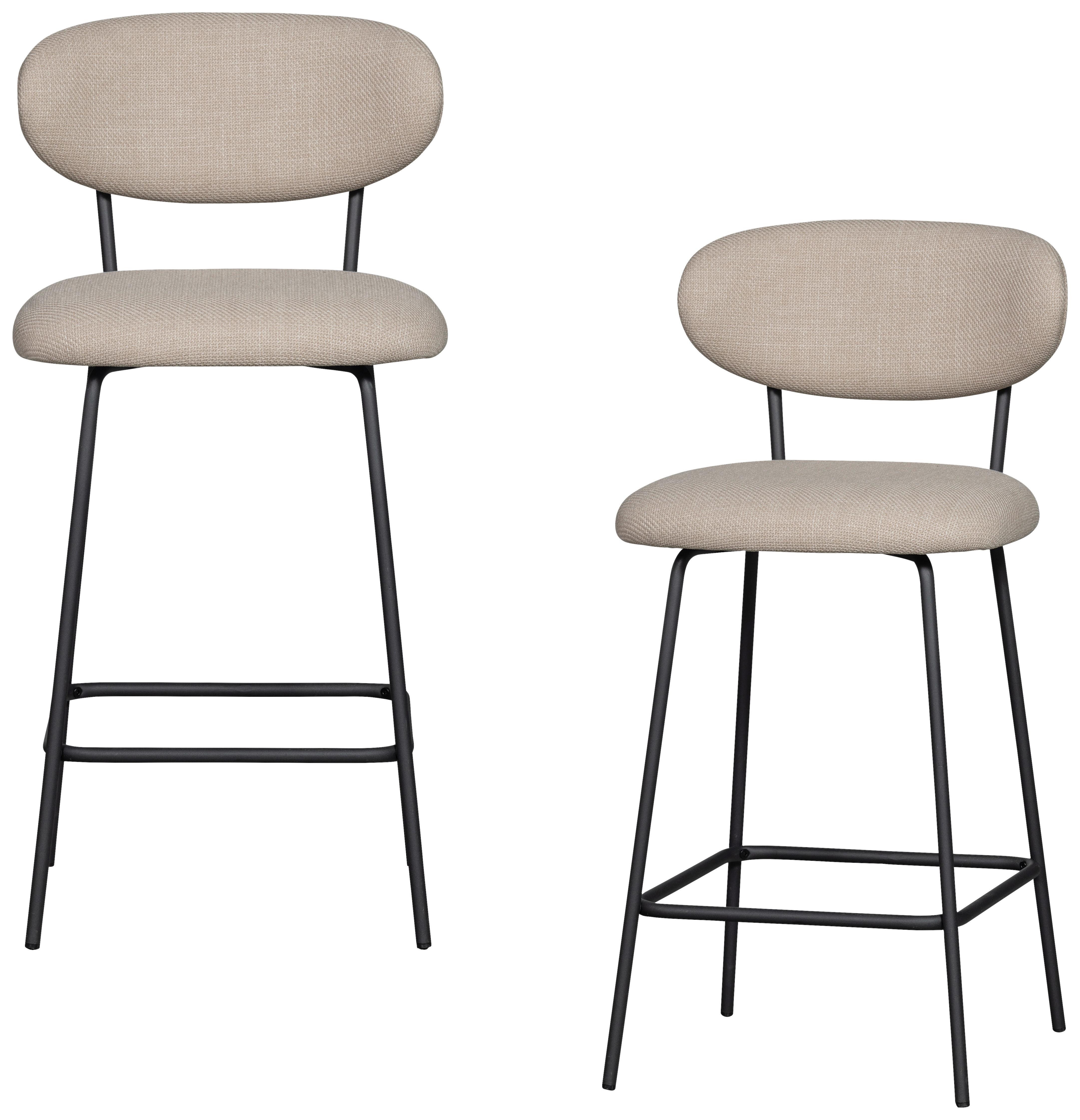 Barhocker-Set Klejd Naturfarben B: 46cm - Schwarz/Naturfarben, MODERN, Textil/Metall (46/93/52cm) - Livetastic