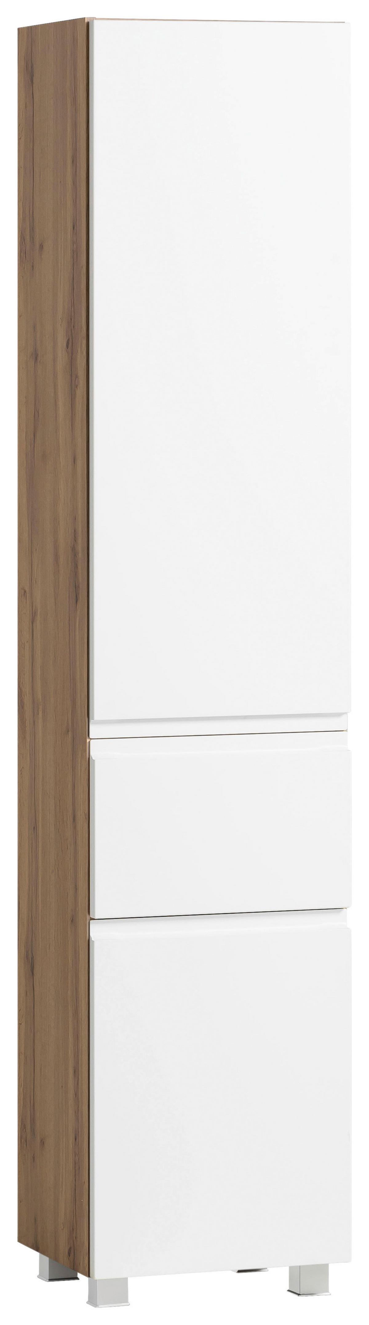 Badezimmer Hochschrank Varese BxH 40x180 cm Weiß/Eiche Dekor - Eiche Wotan/Weiß, MODERN, Holzwerkstoff (40/180/35cm) - Held