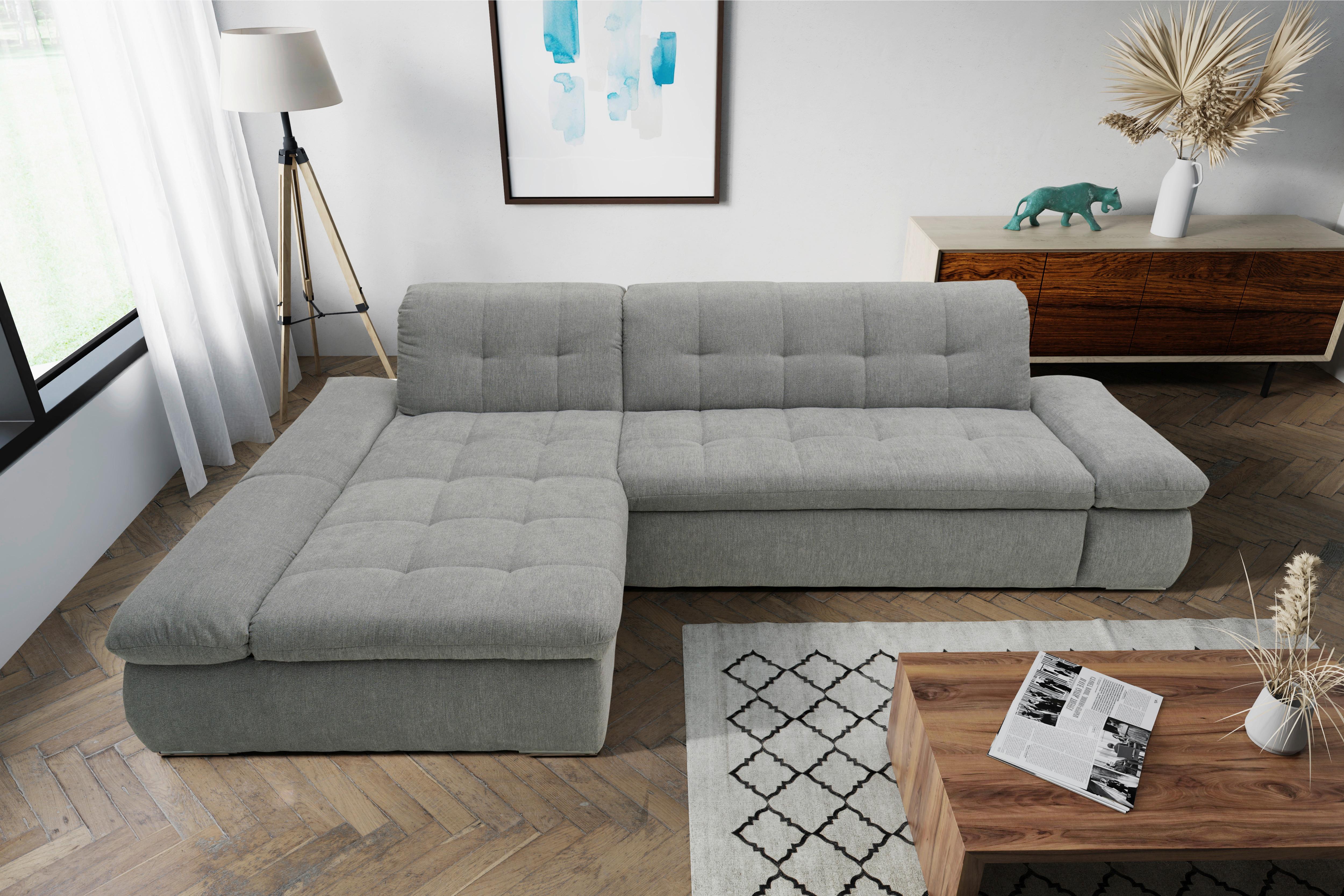 Ecksofa Moric Grau Mikrofaser - Chromfarben/Grau, KONVENTIONELL, Textil (172/300cm) - MID.YOU