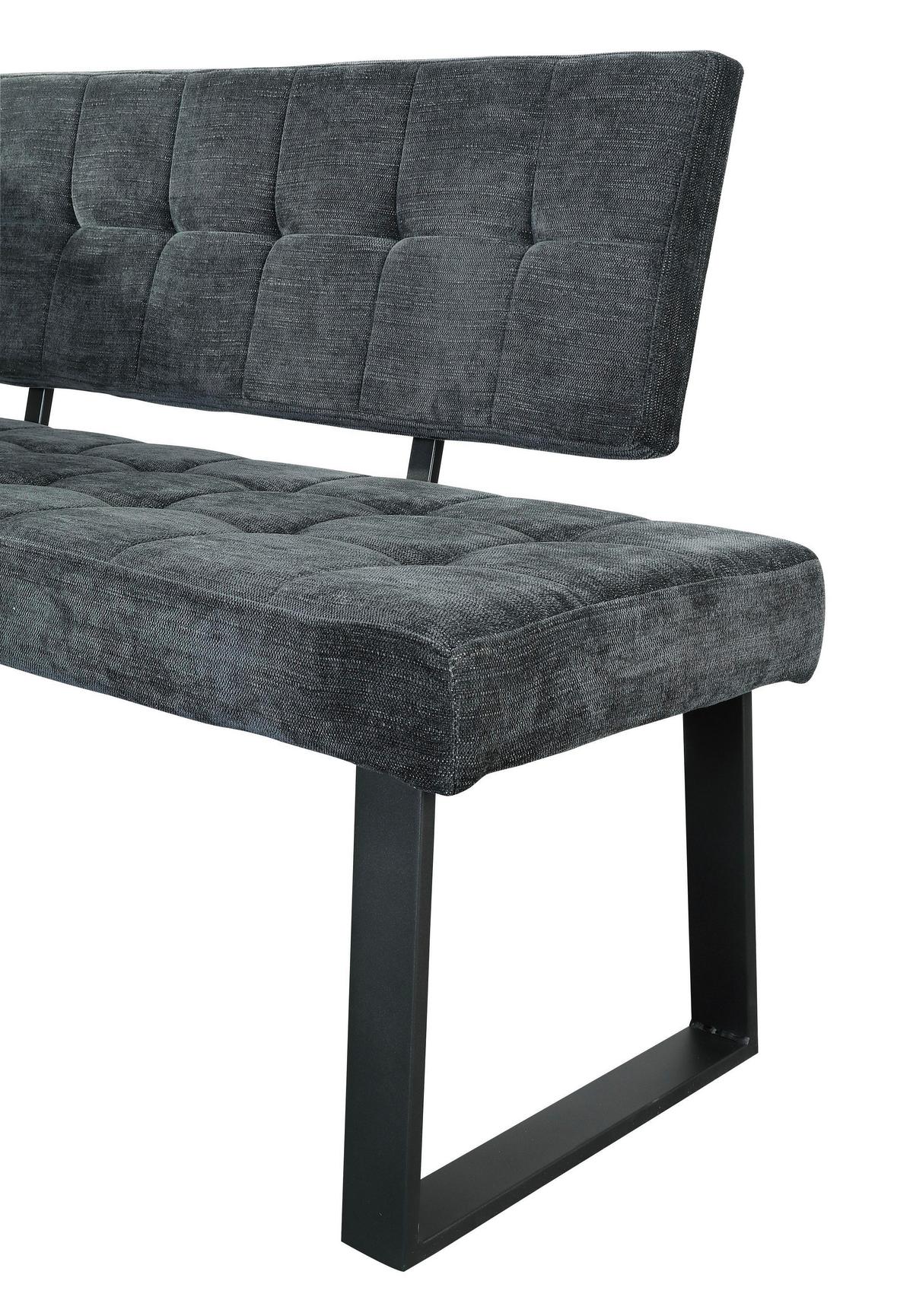 Eckbank Dunkelgrau Polyester Lavik 185x134 cm - Dunkelgrau/Schwarz, MODERN, Textil/Metall (185/134cm) - MID.YOU