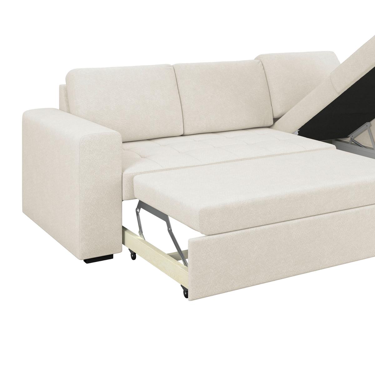 Ecksofa Jan Creme S: 247x155 Cm - Creme, Trend, Textil (247/155cm)