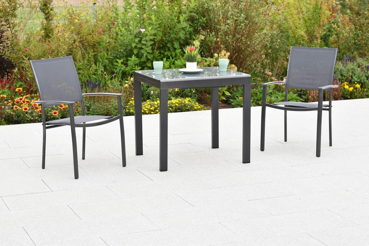 Gartenset Milano - Graphitfarben/Grau, MODERN, Textil/Metall - Gardenson