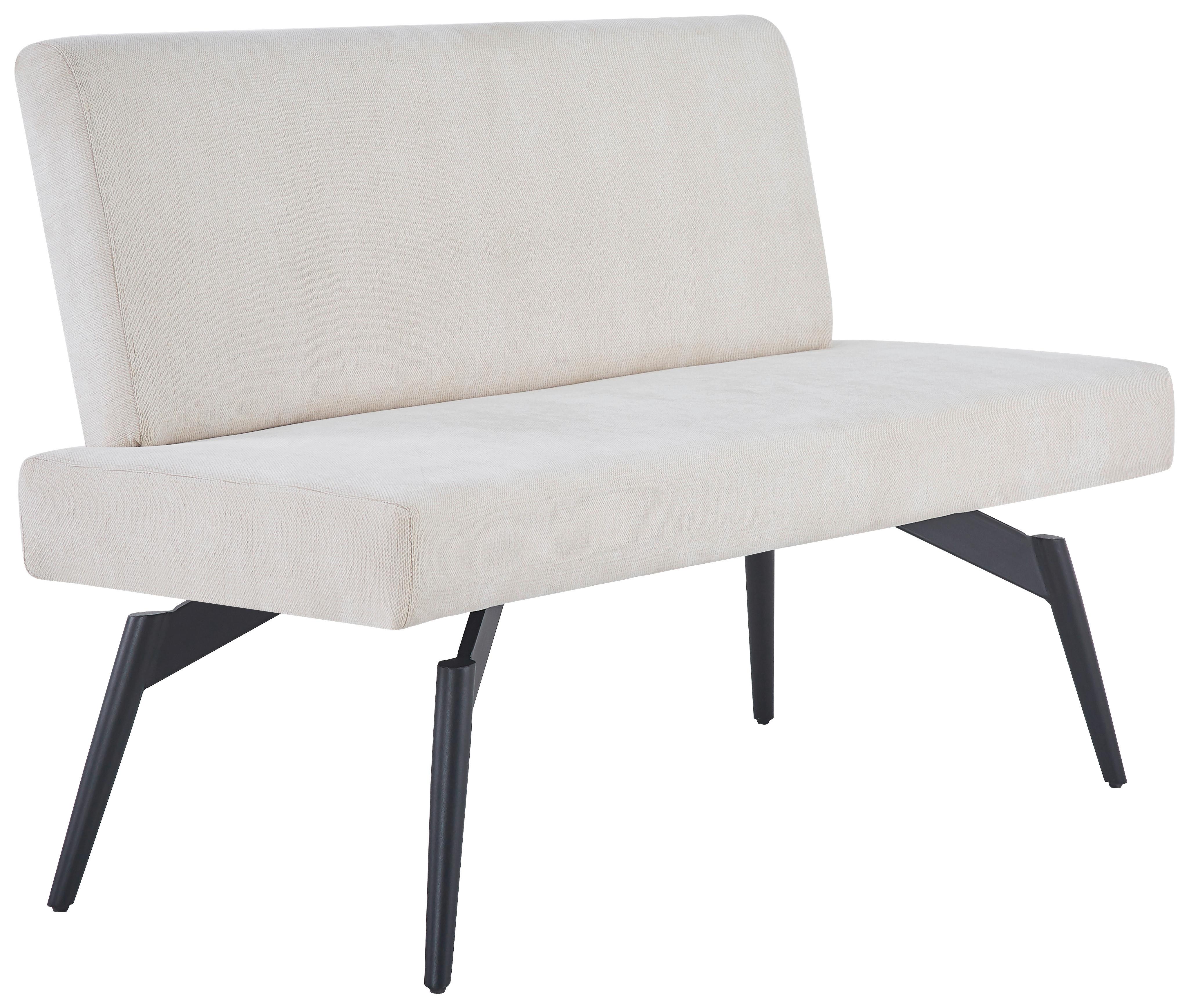 Sitzbank Tinos Mit Lehne Beige, B: 140 Cm - Beige/Schwarz, KONVENTIONELL, Textil/Metall (140/88/62cm) - MID.YOU