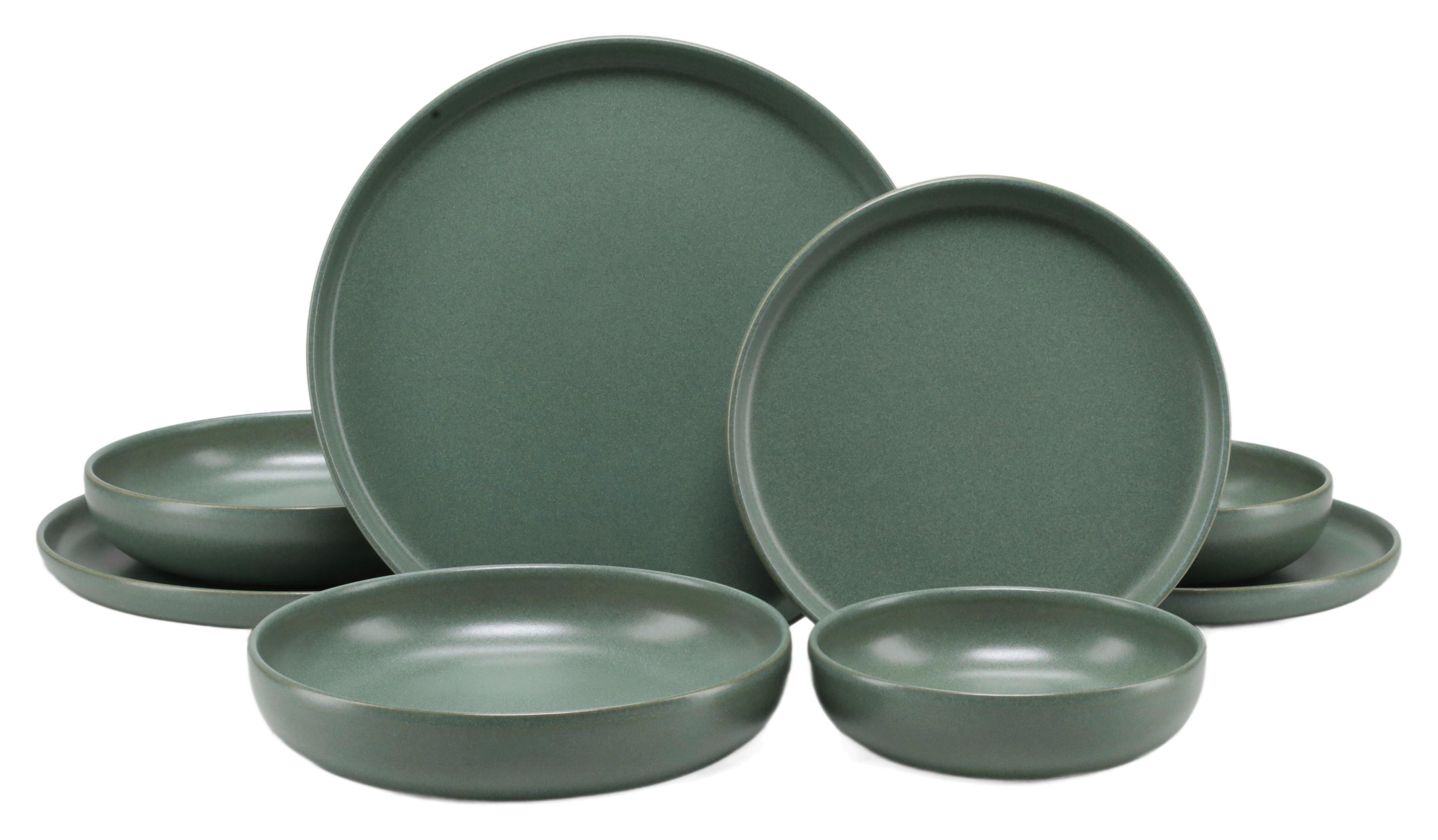 Tafelservice Uno Salbei Steinzeug, 8 -Teilig. - Salbeigrün, Basics, Keramik - Creatable