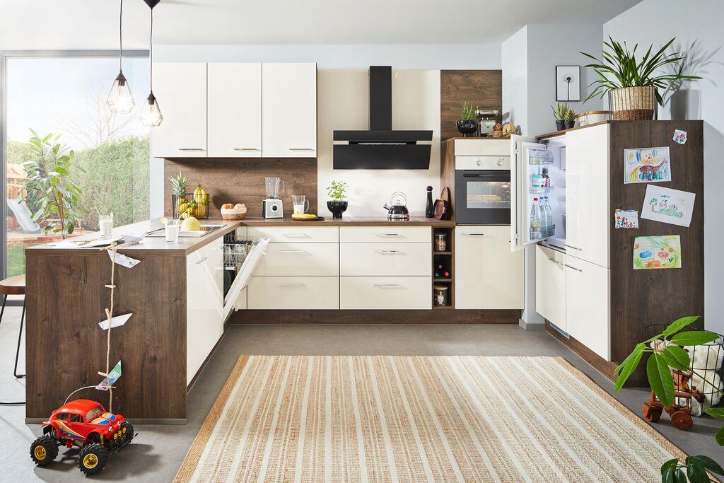 Einbauküche Ip3050 Frei Planbar Modernes Design - Eichefarben/Creme, MODERN, Holzwerkstoff - Impuls