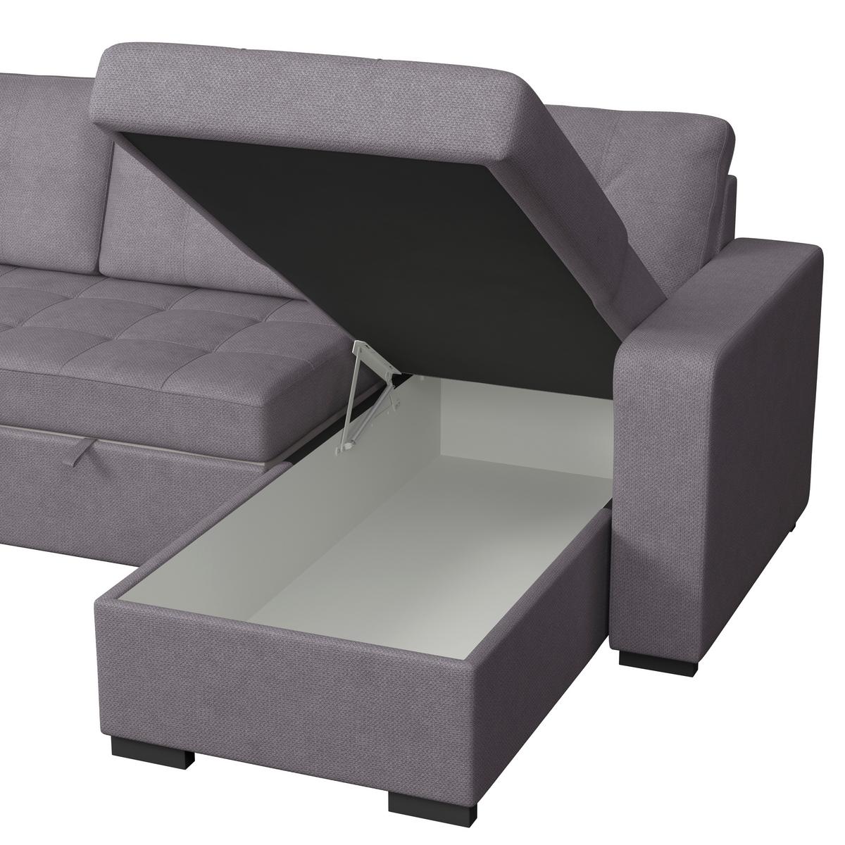 Ecksofa Turin Dunkelgrau, 239x160cm - Dunkelgrau, Trend, Holz/Textil (239/160cm)