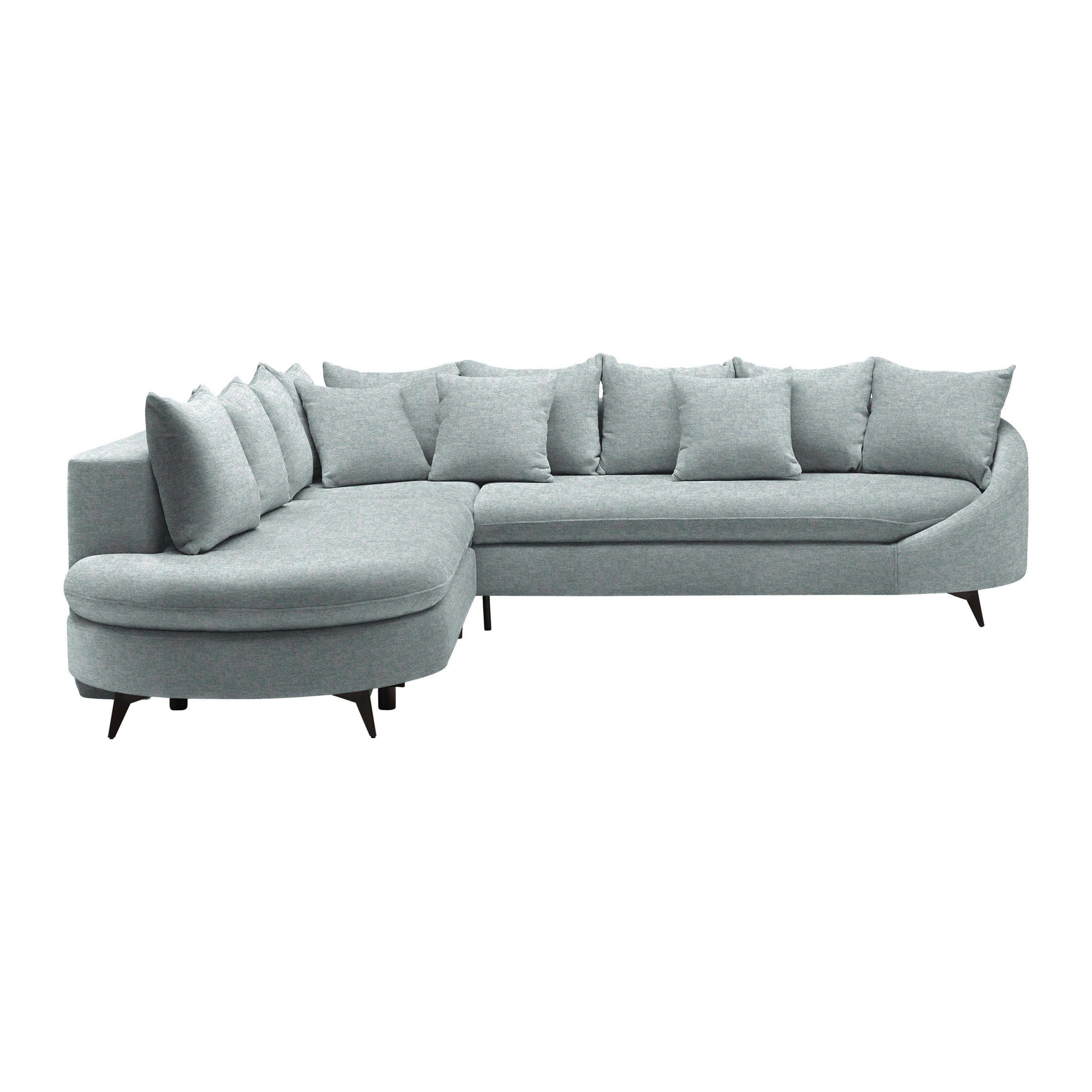Rohová sedačka AXEL, levá, světle modrá tkanina - černá/světle modrá, Moderní, kov/textil (250/87/291cm) - Mömax