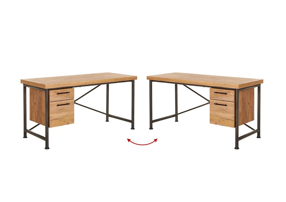 Schreibtisch Craft D 151 - Eichefarben/Anthrazit, KONVENTIONELL, Holzwerkstoff/Metall (150/60/75,5cm) - Livetastic