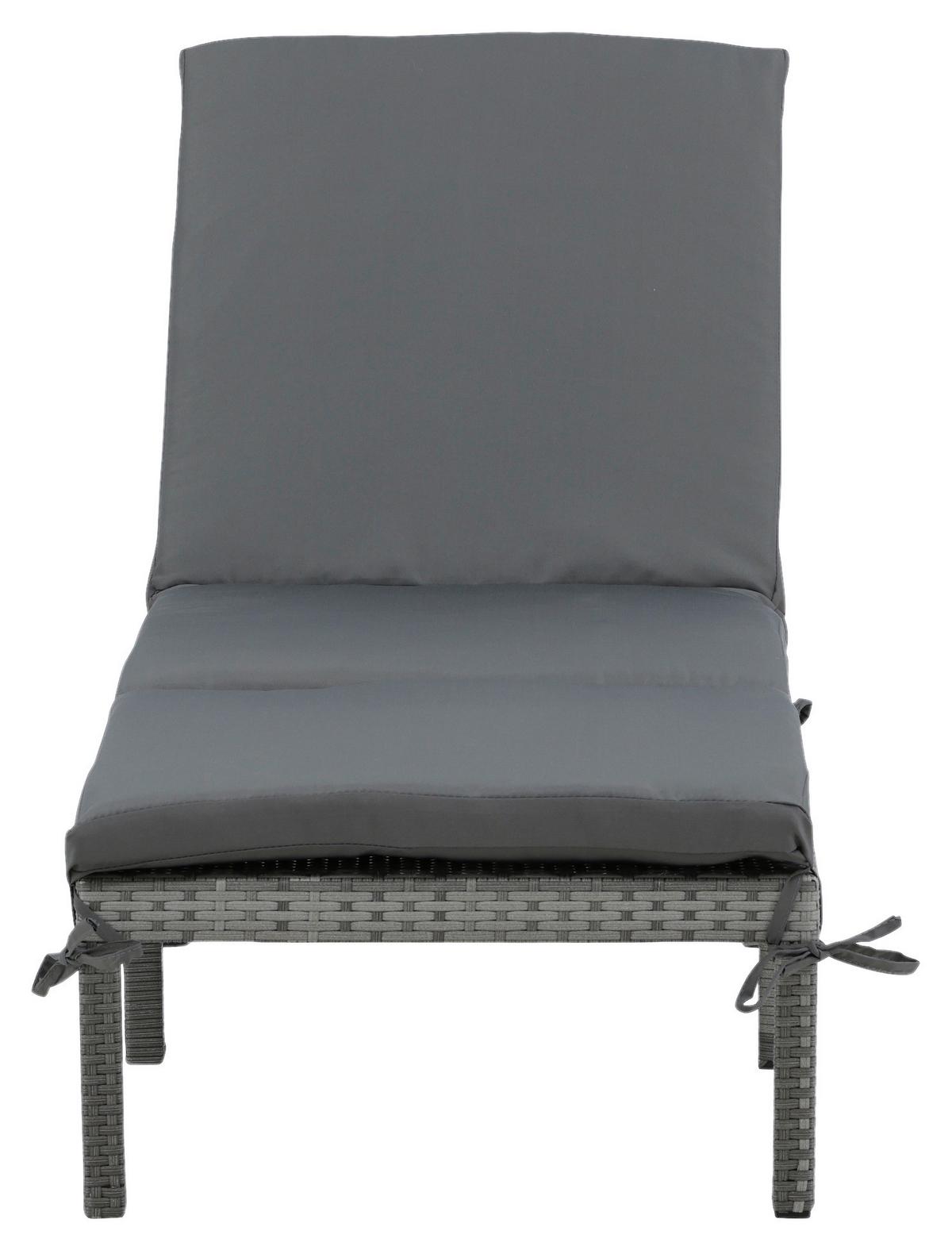 Sonnenliege Bilbao Kunststoffgeflecht - Grau, KONVENTIONELL, Kunststoff/Textil (59/84/198cm) - Gardenson