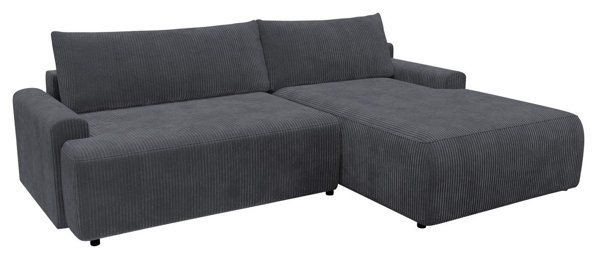 Eckschlafsofa Prag, Anthrazit S: 253x167 cm - Anthrazit/Schwarz, MODERN, Textil (253/167cm) - Trendmanufaktur