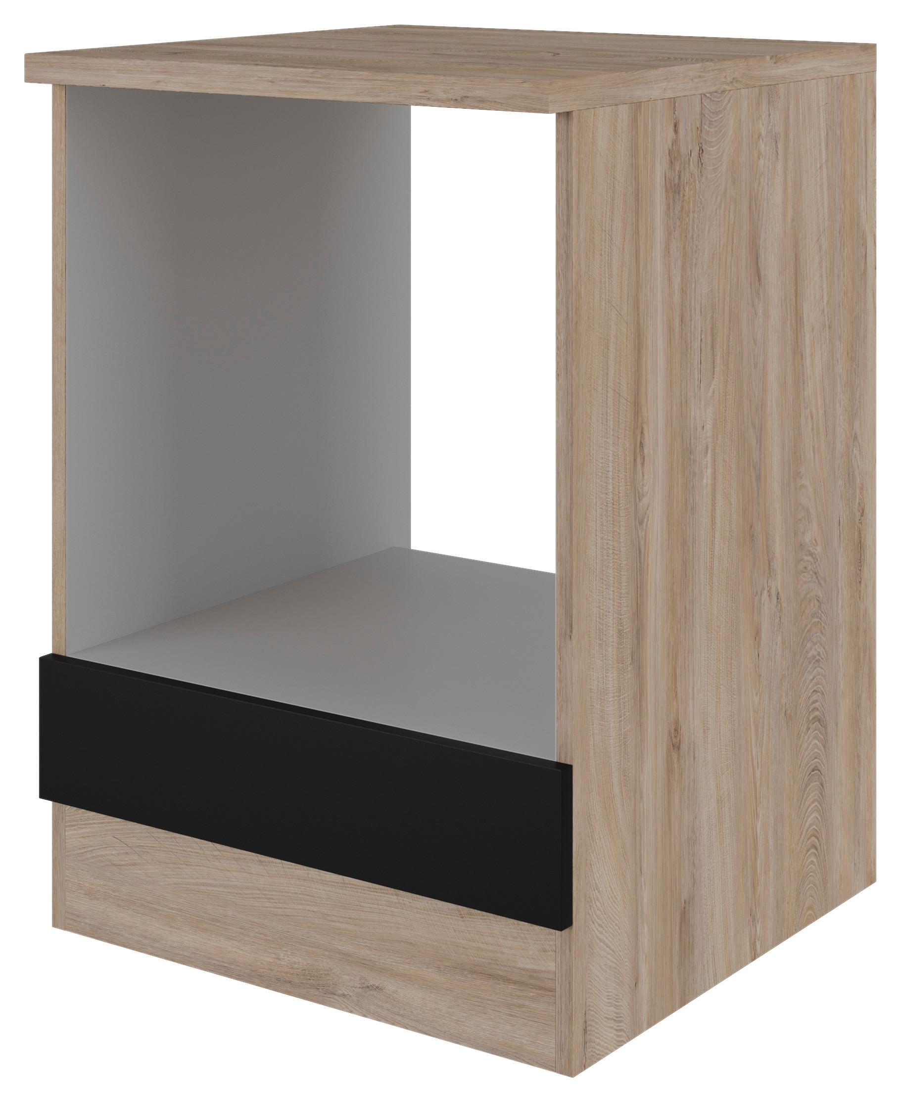 Skrinka na vstavaný sporák CAPRI - čierna/farba duba, Konventionell, kompozitné drevo (60/85/57cm) - FlexWell