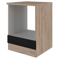 Skrinka na vstavaný sporák CAPRI - čierna/farba duba, Konventionell, kompozitné drevo (60/85/57cm) - FlexWell