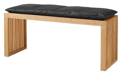 Bankauflage Lederkissen Schwarz B: 104 Cm - Schwarz, Design, Leder (104/3/35cm) - MID.YOU