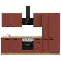 Küchenleerblock Easytouch High-Line, H7 Rechts - Eichefarben/Rot, MODERN, Holzwerkstoff (300cm) - Nobilia