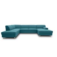 Wohnlandschaft Jamie Mit Schlaffunktion Petrol - Chromfarben/Petrol, KONVENTIONELL, Textil (195/308/150cm) - MID.YOU