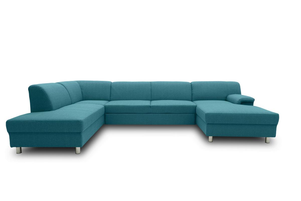 Wohnlandschaft Jamie Mit Schlaffunktion Petrol - Chromfarben/Petrol, KONVENTIONELL, Textil (195/308/150cm) - MID.YOU