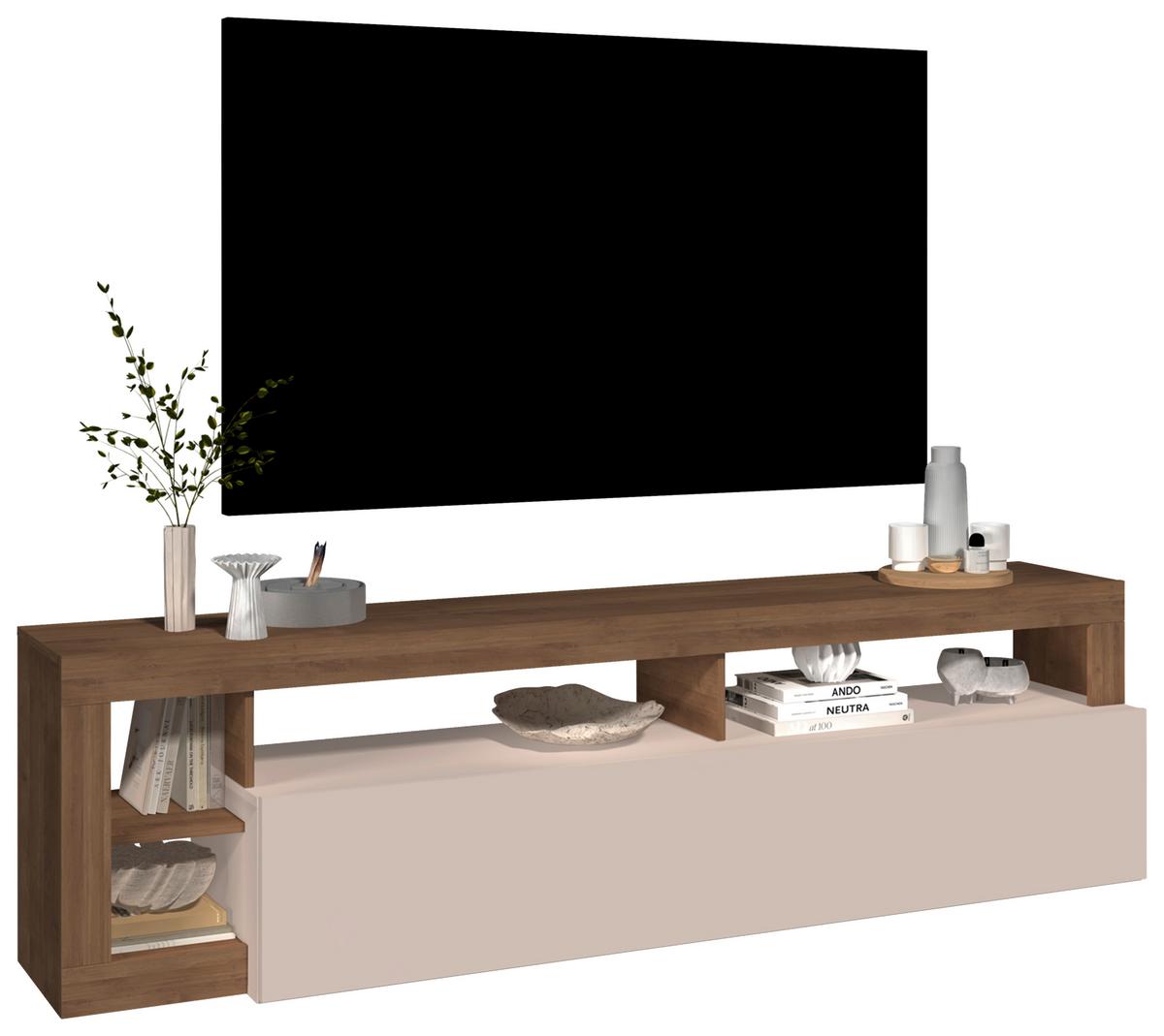 Tv-element Hamburg Eiche Dekor, Kaschmir B: 184cm - Kaschmir/Eichefarben, MODERN, Holzwerkstoff (184/58/42cm)