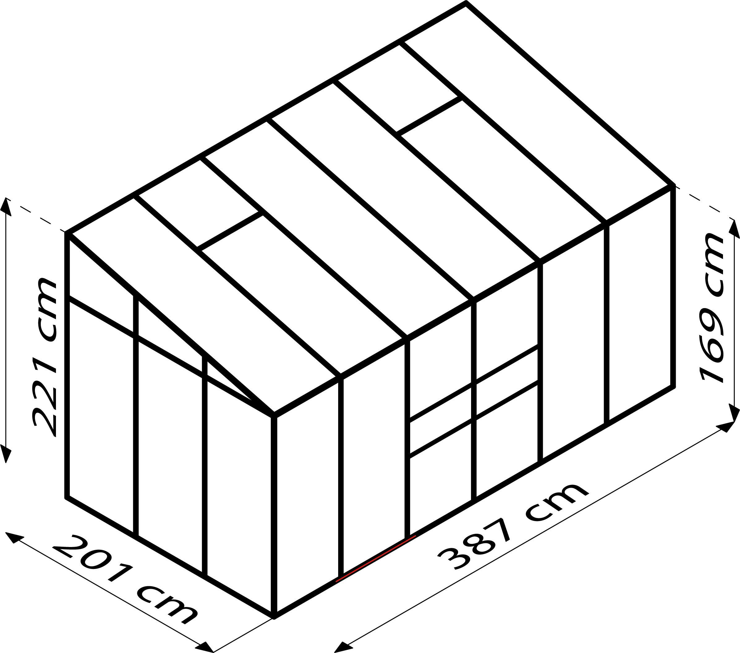 Anlehn-Gewächshausbausatz Ida 7800 Hkp 6mm, Schwarz - Schwarz, Basics, Kunststoff/Metall (386,5/220,8/201,4cm)