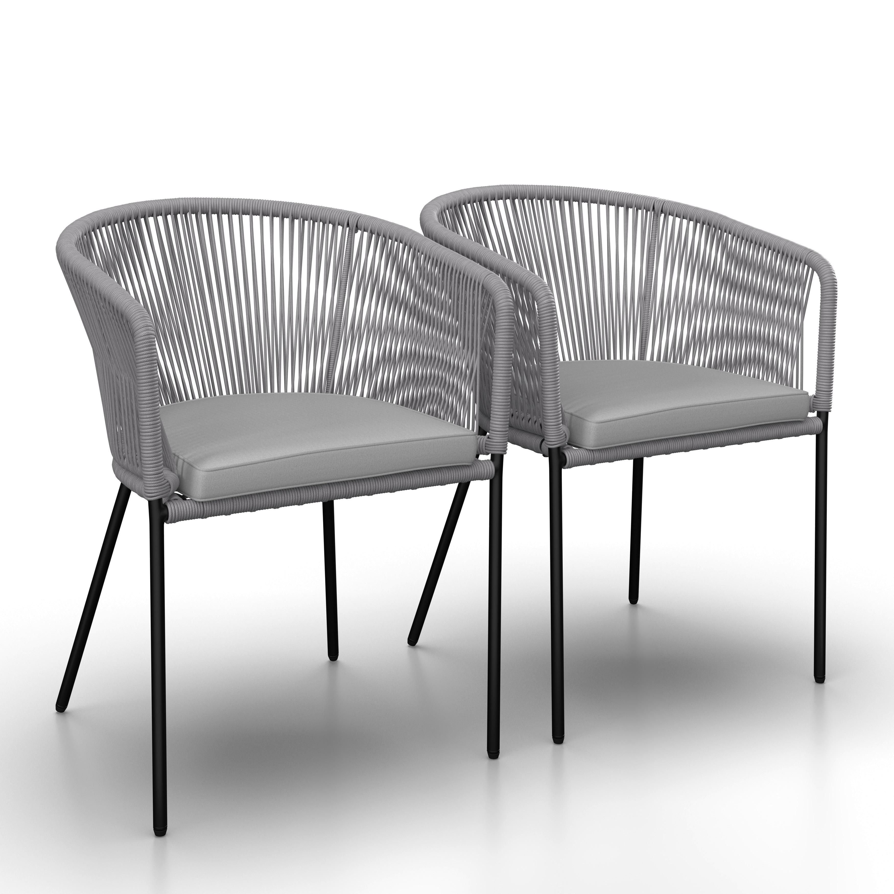 SADA ZÁHRADNÝCH KRESIEL VICTOR - čierna/svetlosivá, Modern, kov/textil (56/78/59cm) - Bessagi Garden
