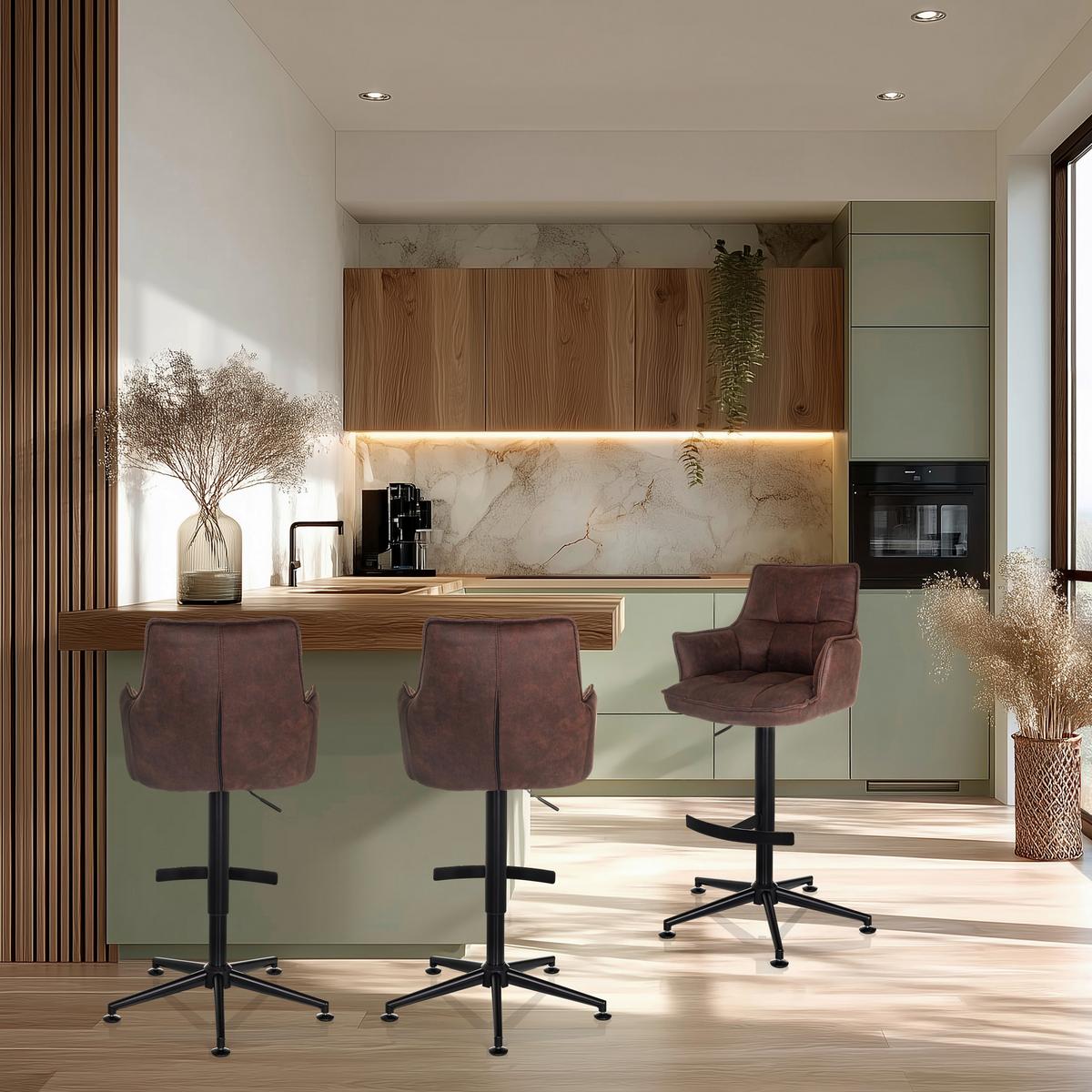 Barhocker Soalo Life High Braun B: 55 Cm - Schwarz/Braun, MODERN, Kunststoff/Textil (55/93/56cm) - MID.YOU