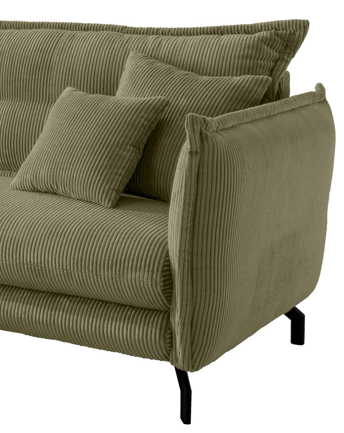 Ecksofa Lava Olivgrün S: 180x255cm - Schwarz/Olivgrün, MODERN, Textil (180/255cm) - Livetastic