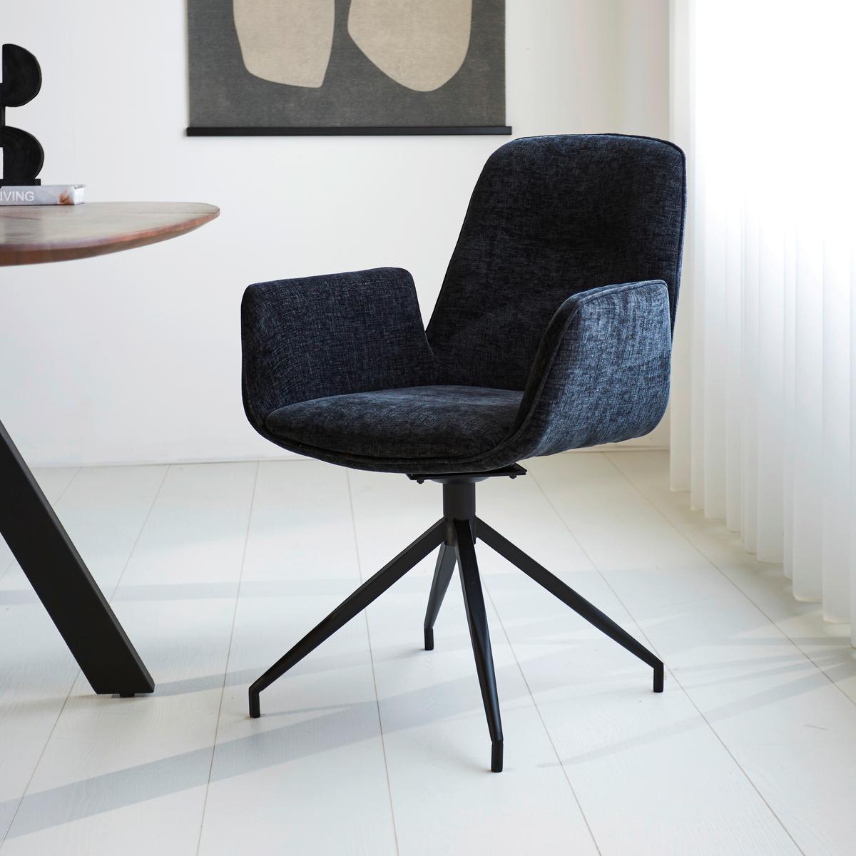 Armlehnstuhl Toulouse Schwarz B: 61 Cm - Schwarz, MODERN, Textil/Metall (61/89/62cm) - MID.YOU