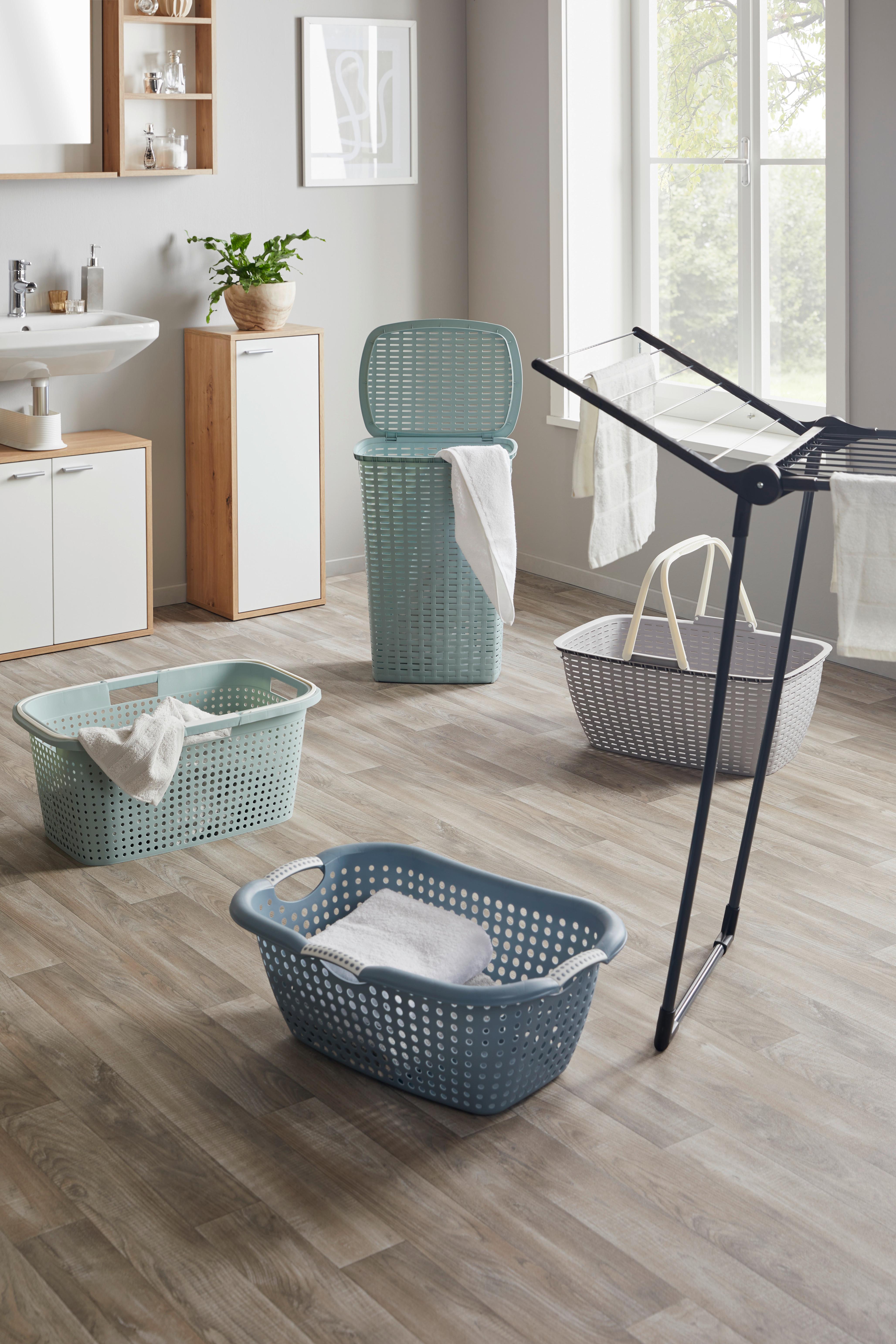 Ruháskosár Kb. 35l - kék/fehér, Basics, műanyag (60/40/26cm) - Ondega