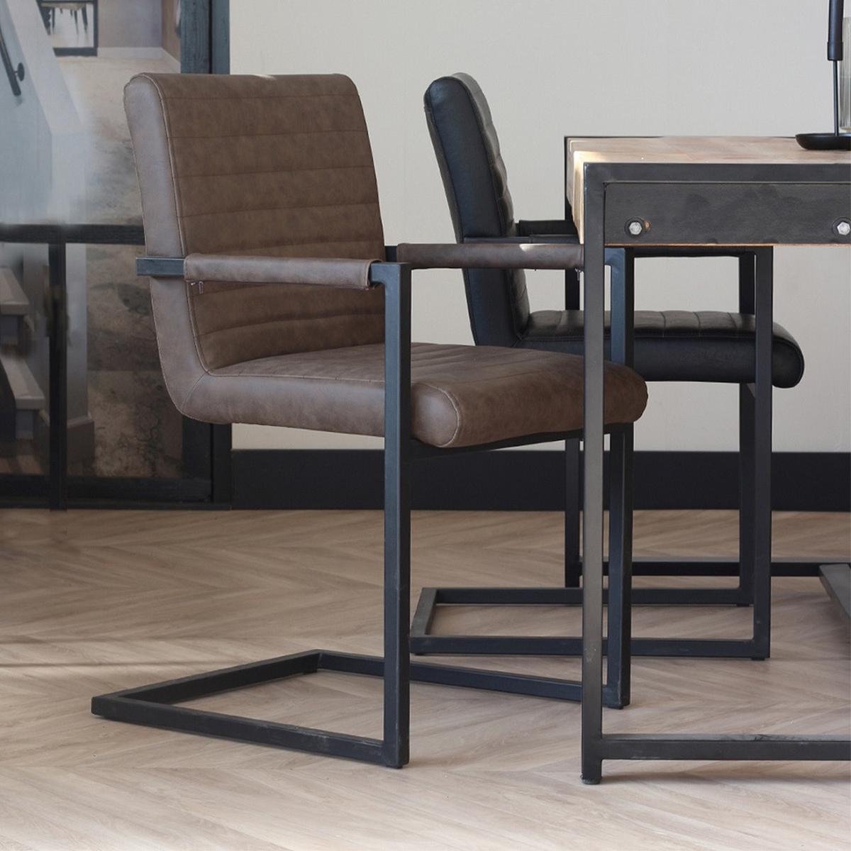 Armlehnstuhl Kubis Taupe Gepolstert 2er-Set - Taupe/Hellbraun, LIFESTYLE, Textil/Metall (54/86/57cm) - MID.YOU