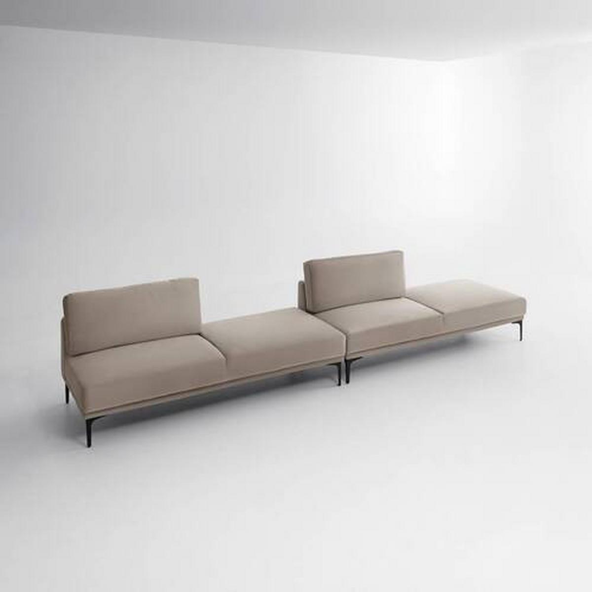 Lenoška TESSA béžová - černá/béžová, Moderní, kov/textil (180,5/82,5/88,5cm) - Bessagi Home