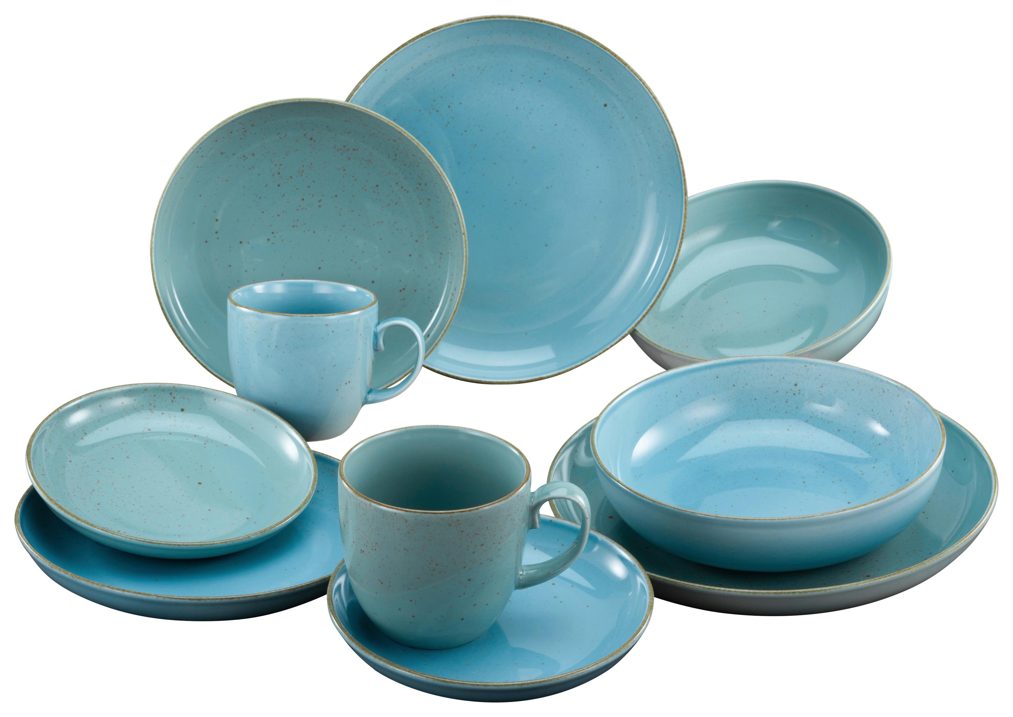 Kombiservice Keramik 2 Personen Geschirr Set - Hellblau, Trend, Keramik (39,5/24,5/33cm) - Creatable