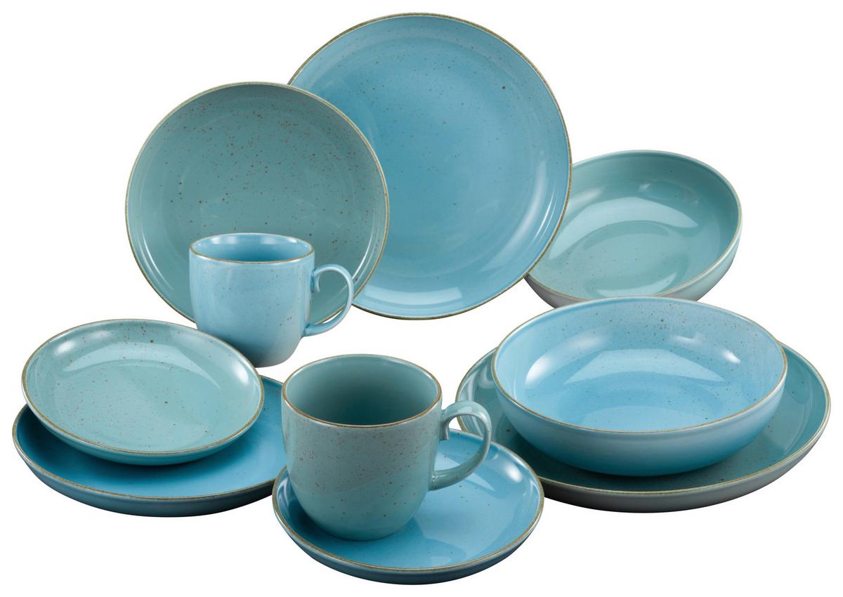 Kombiservice Keramik 2 Personen Geschirr Set - Hellblau, Trend, Keramik (39,5/24,5/33cm) - Creatable