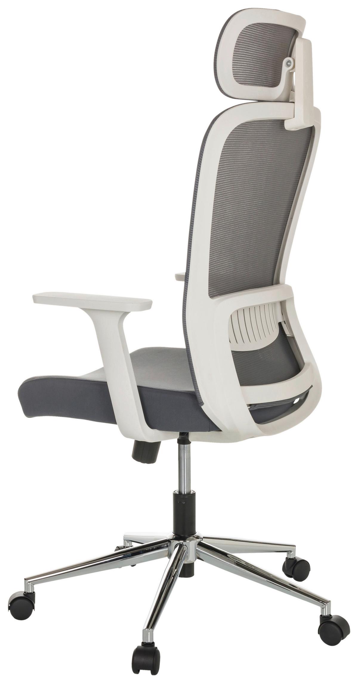Drehstuhl Belaia W - Silberfarben/Grau, Basics, Kunststoff/Textil (66/113-130/60cm) - MID.YOU