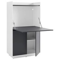 Sekretär Hannes B: 80 cm inkl. Stauraum, Schwarz, Weiß - Schwarz/Weiß, Design, Holzwerkstoff (80/141/40cm) - MID.YOU