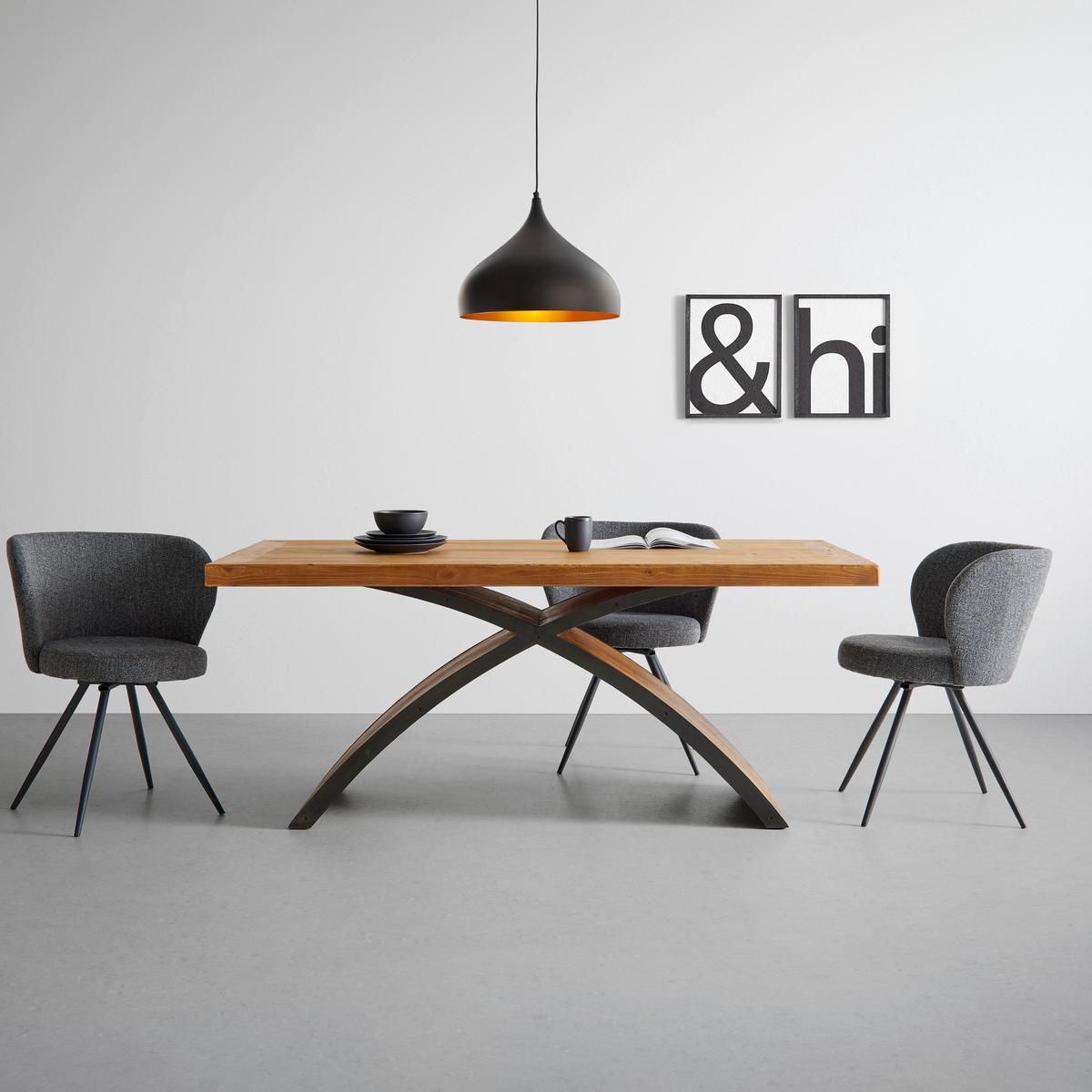 Jídelní stůl masiv LAURIEN 180x90 cm - barvy borovice, Moderní, kov/dřevo (180/90/75cm) - Bessagi Home