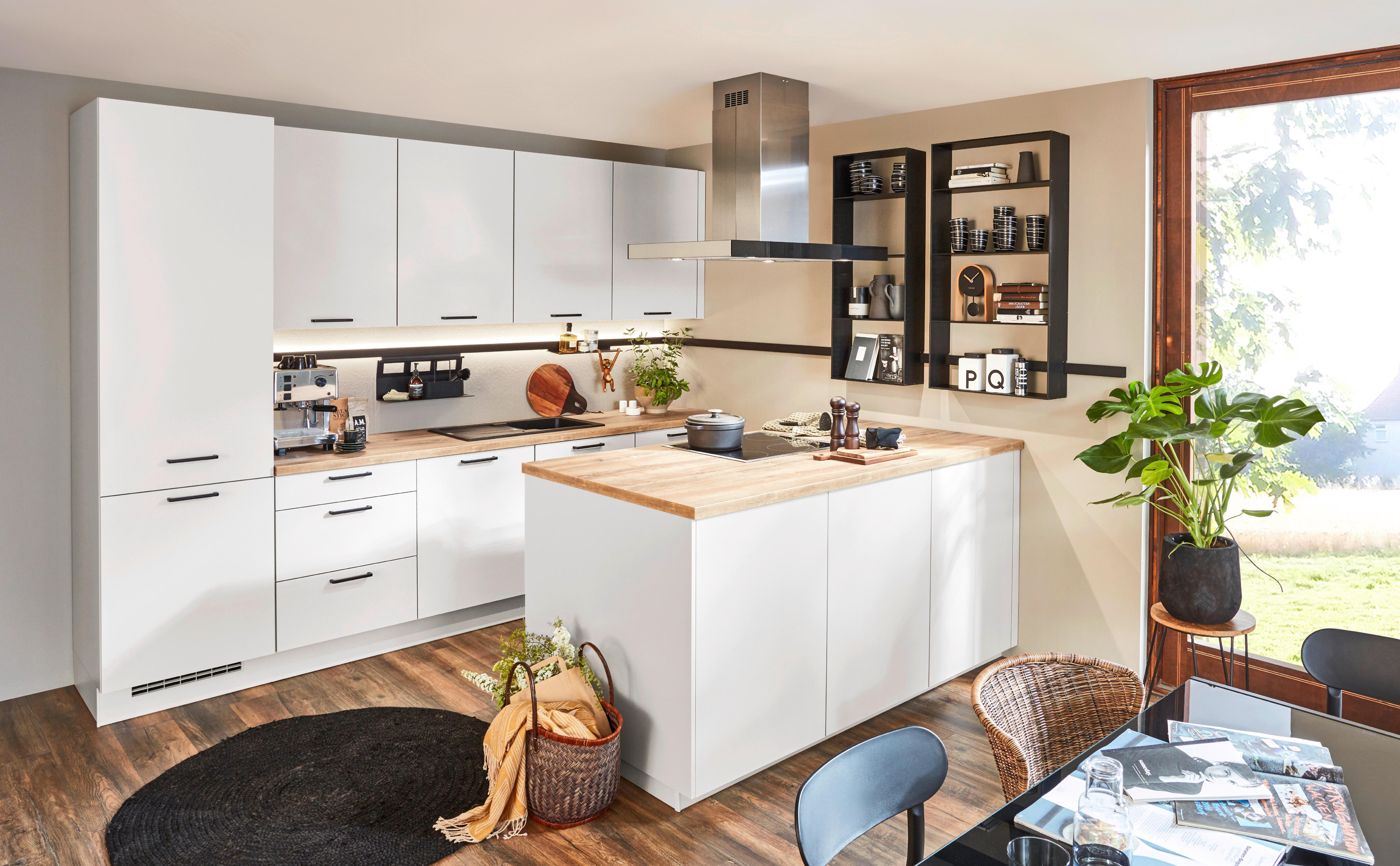 Einbauküche Las Vegas Planbar Grau/Eiche Dekor - Eichefarben/Grau, MODERN, Holzwerkstoff - Vertico