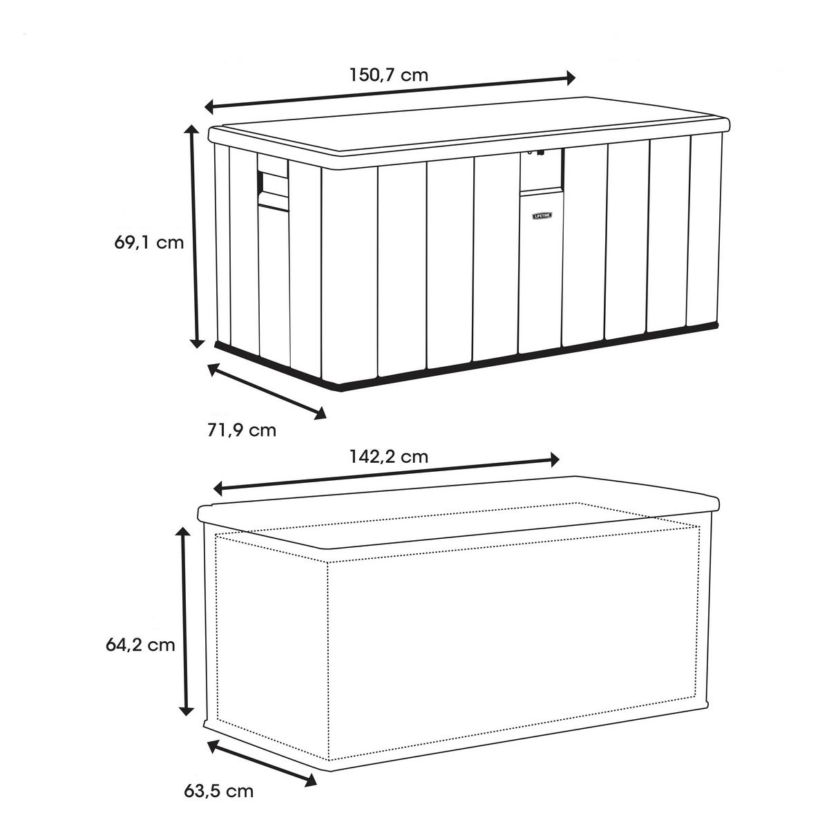 Kissenbox Wasserdicht 60254 151x69x72 Cm 568l Grau - Grau, Basics, Kunststoff (151/69/72cm)