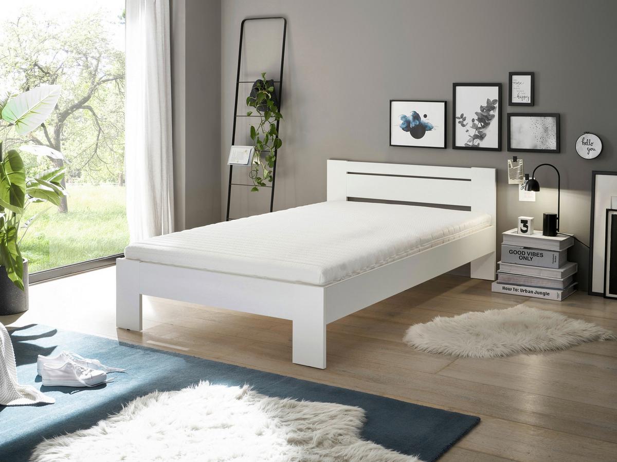Bett Cannes 120 Weiß 120x200 - Weiß, KONVENTIONELL, Holzwerkstoff (120/200cm) - Ondega