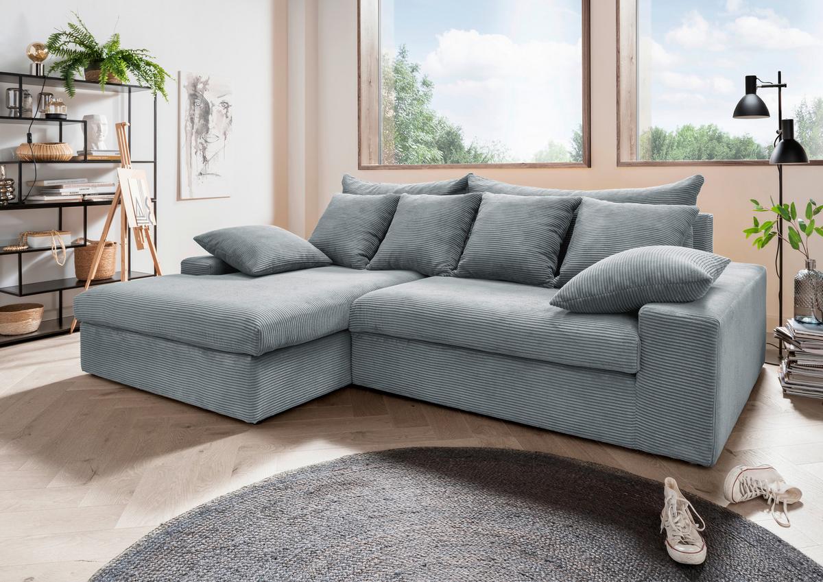 Ecksofa Avellino Hellblau S: 200/278 cm - Schwarz/Hellblau, MODERN, Textil (200/278cm) - Livetastic