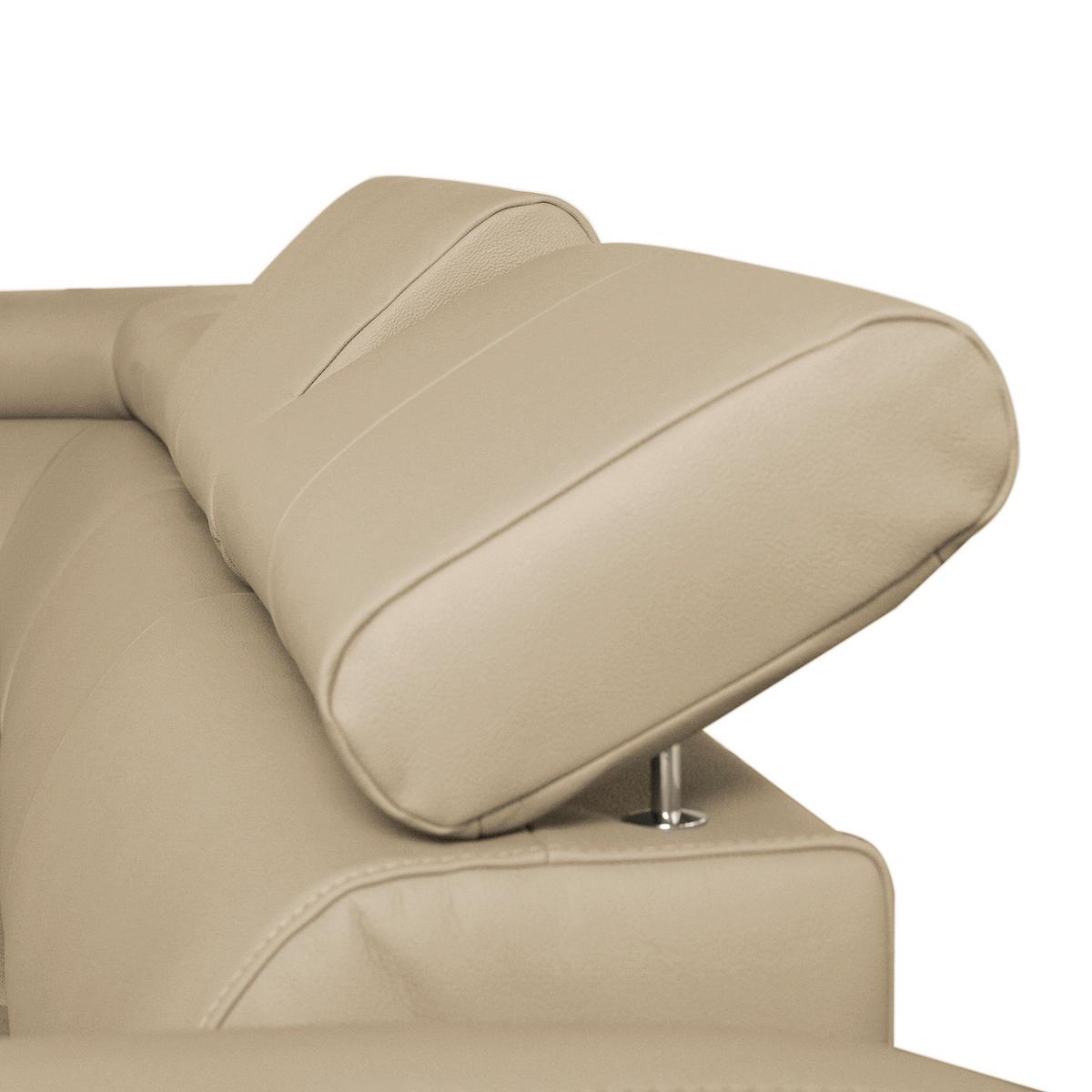 Ecksofa Aspen Lederlook Beige 176x242 Cm - Chromfarben/Beige, Design, Leder/Textil (176/242cm) - Livetastic