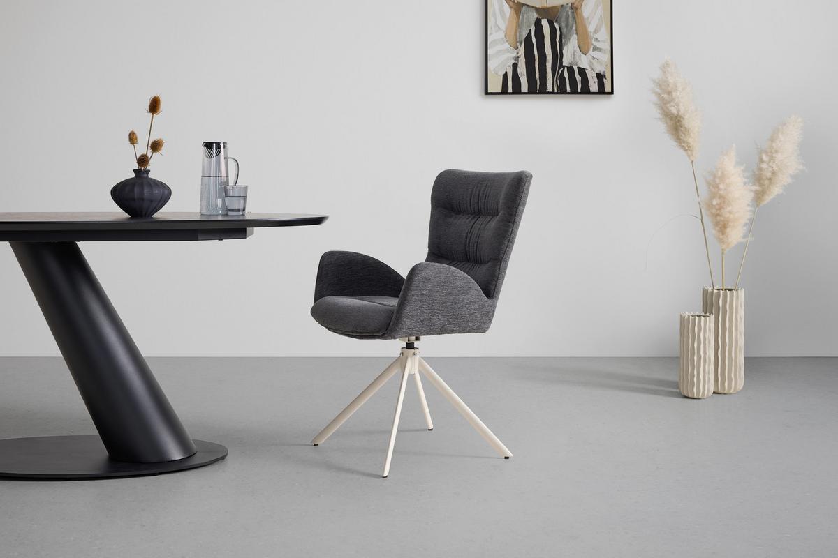STOLIČKA S PODRÚČKAMI STELLA - sivá/béžová, Design, kov/textil (58/91/65cm) - Mömax