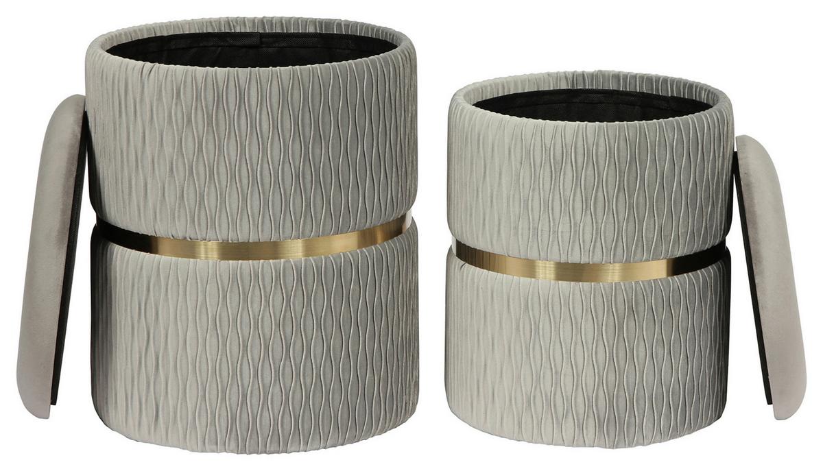 Hockerset Milas 100 2-Teilig Grau D: 36/31,5 cm - Goldfarben/Grau, KONVENTIONELL, Textil/Metall (31,5/36/38/44/31,5/36cm) - Kayoom