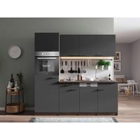 Küchenblock Oliver Singleküche 205 Cm - Eichefarben/Grau, Basics, Holzwerkstoff (205cm) - Respekta