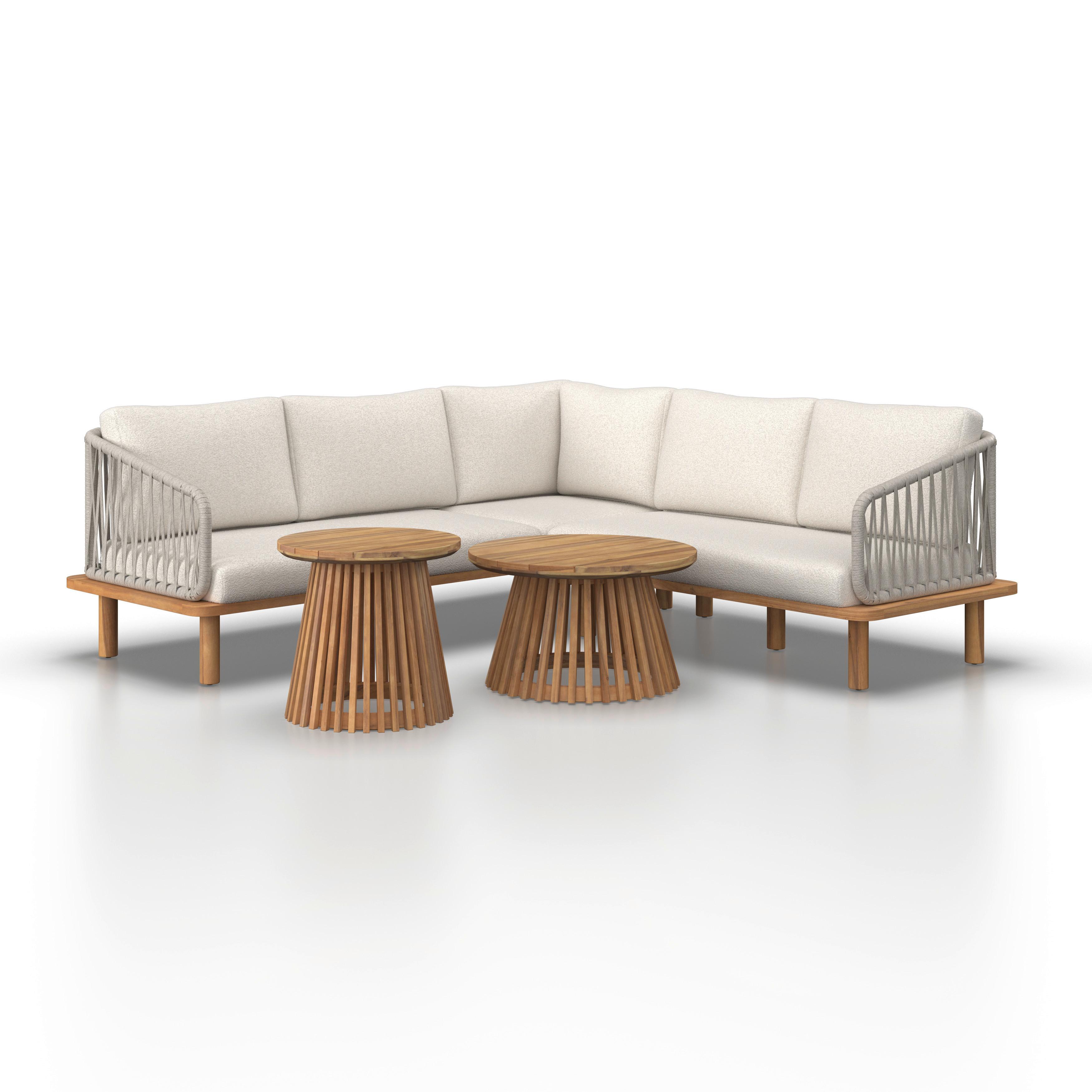 TERASOVÁ SEDACÍ SOUPRAVA MARA - barvy teak/krémová, Moderní, kov/dřevo (190/62,5/70cm) - Bessagi Garden