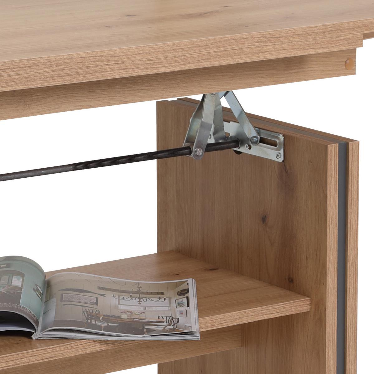 Couchtisch höhenverstellbar + ausziehbar Hilmar, Eiche Dekor - Eichefarben, MODERN, Holzwerkstoff (110-165/67/56-66cm) - MID.YOU