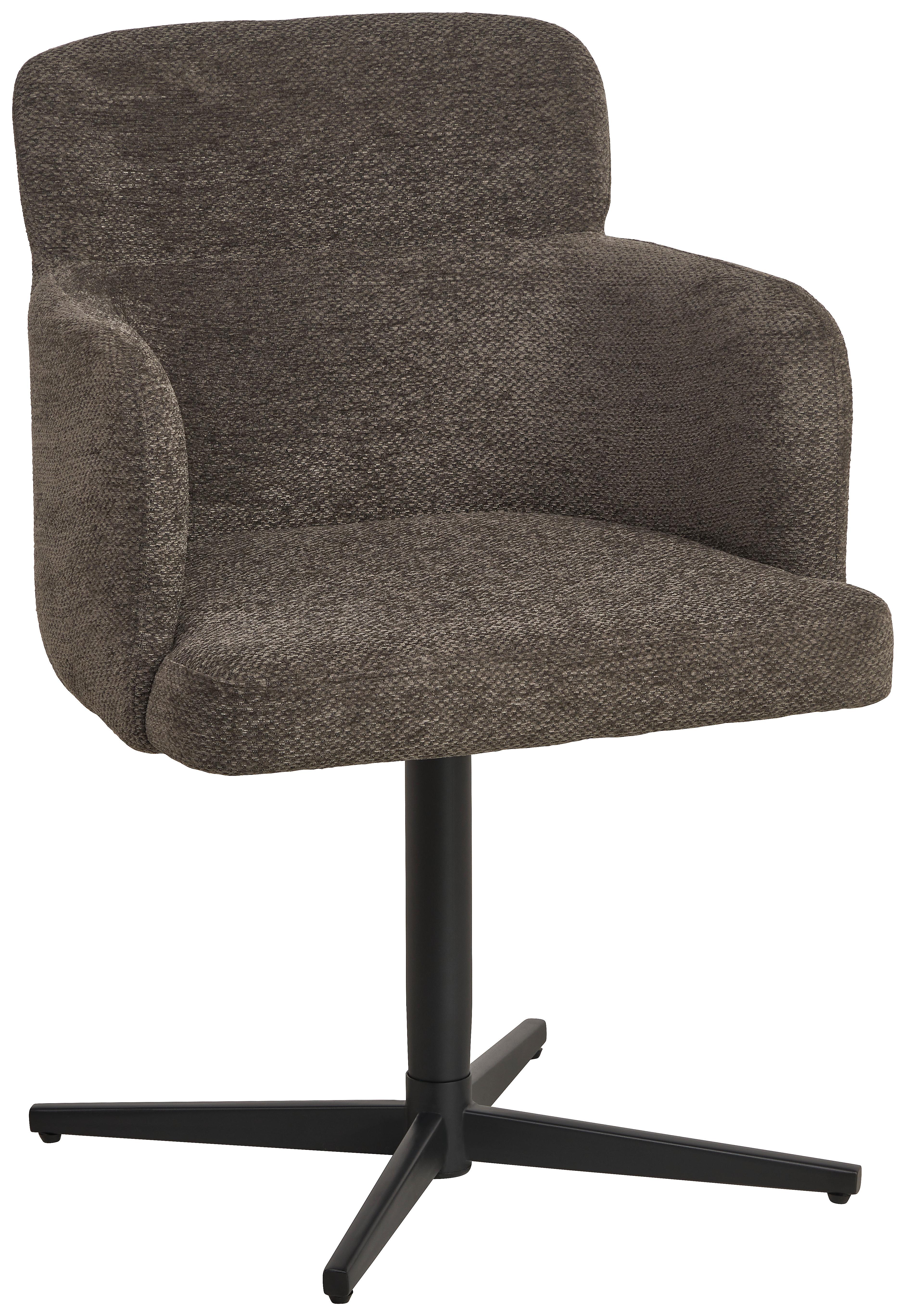 Armlehnstuhl Matteo Webstoff Anthrazit, B: 58,5 cm - Anthrazit/Schwarz, KONVENTIONELL, Holz/Textil (58,5/85/63cm) - Livetastic