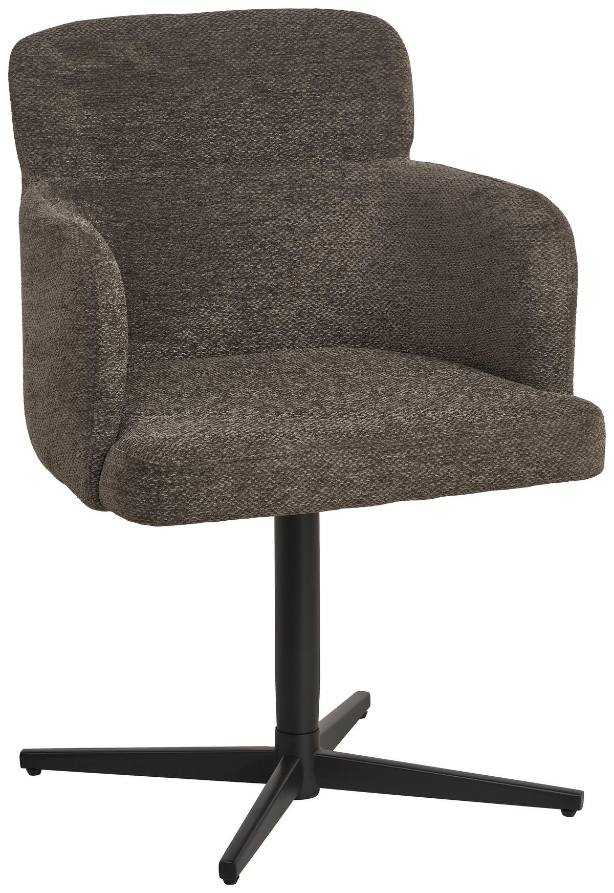 Armlehnstuhl Matteo Webstoff Anthrazit, B: 58,5 cm - Anthrazit/Schwarz, KONVENTIONELL, Holz/Textil (58,5/85/63cm) - Livetastic